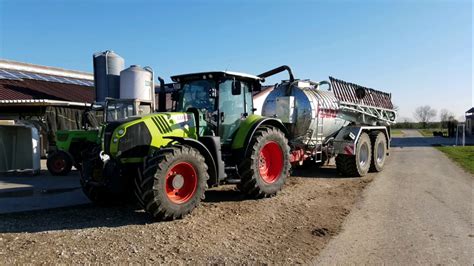 G Lle Ausbringen Mit Claas Arion Und Fuchs Schleppschuh G Llefass