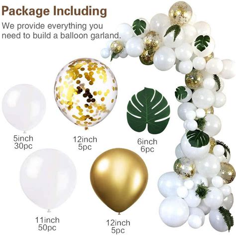 White Balloon Arch Garland Kit 100 Pieces White Gold And Etsy