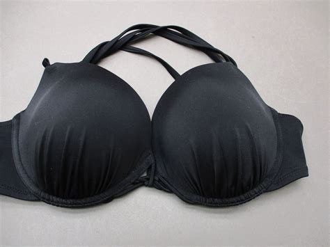 34DD Shade Shore Womens Black Underwire Lined Bikini Top Swimwear 6F