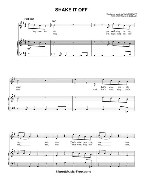 Shake It Off Sheet Music Taylor Swift - ♪ SHEETMUSIC-FREE.COM