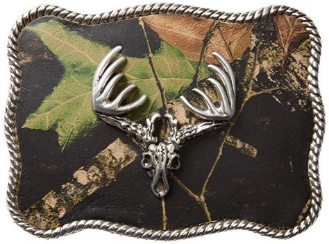 Nocona Rectangular Mossy Oak Buck Skull Camo Belt Buckle Products Western Belt Buckles Belt