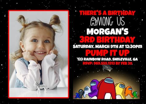 Among Us Birthday Party Invitation Personalized Photo Digital Printable