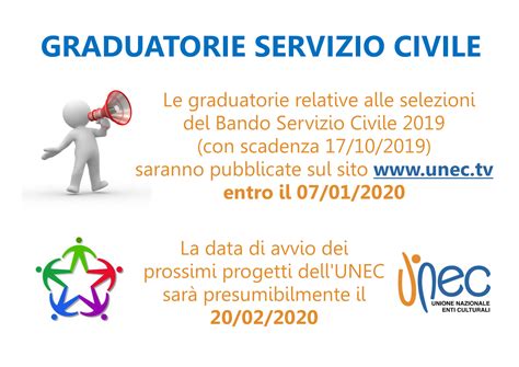 UNEC Avviso Tempistica Pubblicazione Graduatorie E Avvio Progetti