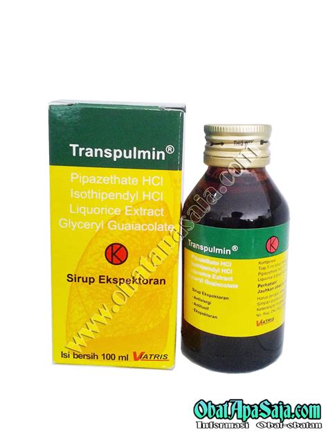 Transpulmin Sirup Ekspektoran Komposisi Dosis dan Harga - JadiKuat