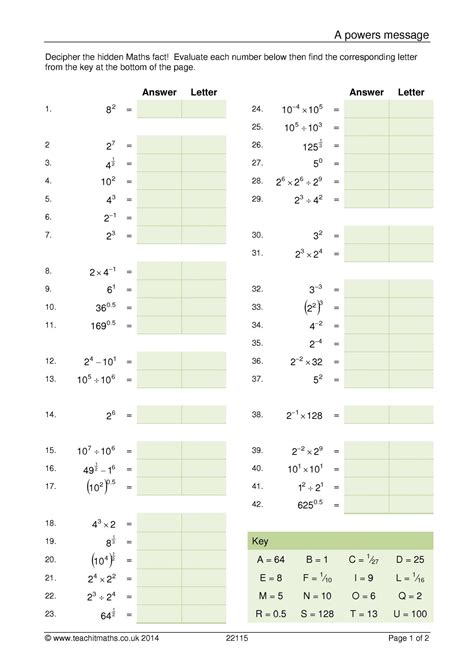 Powers Code Breaker Ks Maths Teachit