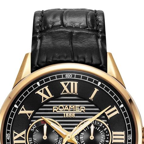 Ceas Barbati Roamer Superior Moonphase Ii Inox Piele Negru Auriu