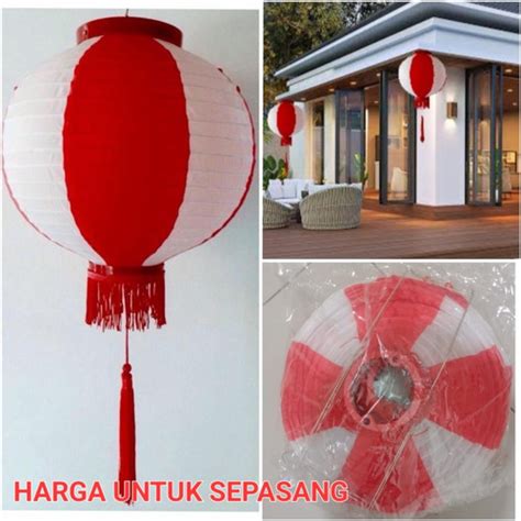 Jual Set Lampion Rumbai Kain Merah Putih Dekorasi Dirgahayu Hut Ri