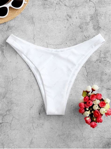 52 OFF 2021 ZAFUL High Leg Bikini Bottom In WHITE ZAFUL