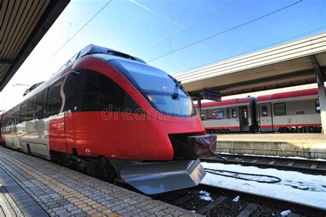 Modern Train In Innsbruck Train Station Austria Stock Image Image Of