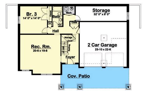 Up Sloping Two Level Modern House Plan With Rec Room And Drive Under