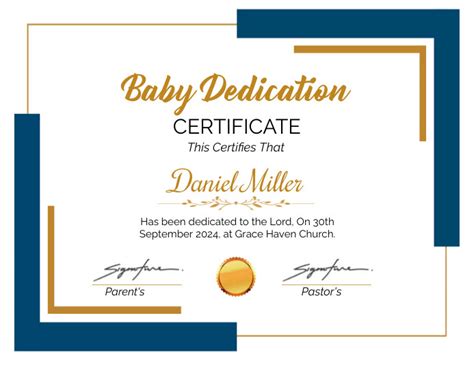 Baby Dedication Certificate Card Template Postermywall