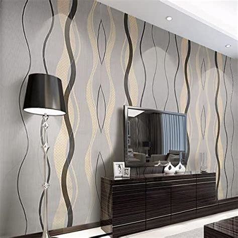 Hanmero Modern Minimalist Abstract Curves Glitter Non Woven 3d Wallpaper Roll Mural Papel De