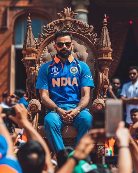 Premium Photo Indian Player Virat Kohli Sitting On Throne King In A