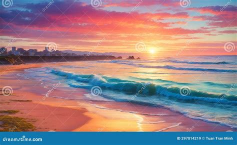 Ocean beach sunrise. stock illustration. Illustration of dawn - 297014219