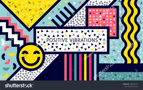 Positive Vibrations Good Vibes90s 80s Poster Stock Vector Royalty Free