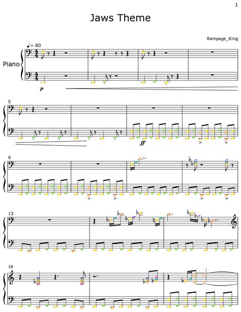 Jaws Theme - Sheet music for Piano