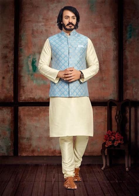 Mens Kurta Pajama With Koti Indian Wedding Wear Kurta Payjama Set Party