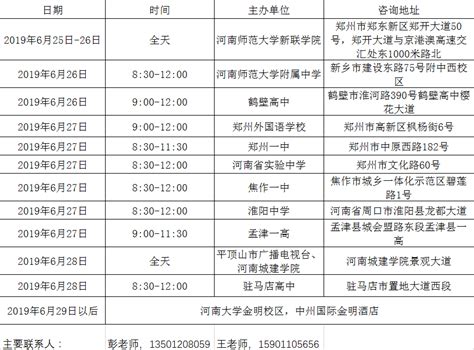 2019年本科招生组联系方式及咨询安排（河南） 中国科学院大学招生信息网