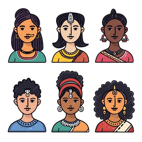 premium vector  cartoonstyle avatars represent indian people