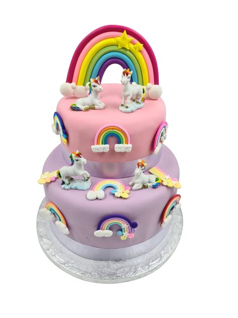 14 Piece Unicorns And Rainbows Cake Toppers Evelay