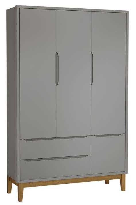 Guarda Roupa Retr Portas Classic New Cinza Fosco Madeira