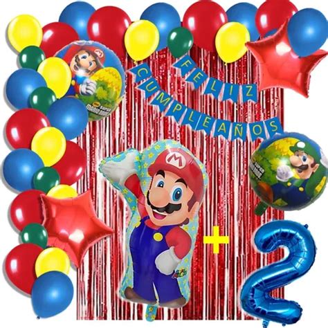 Kit Decoraci N Globos Met Licos Piezas Mario Bros Chucher As