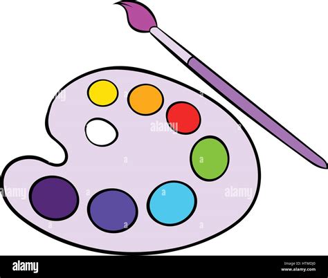 Kunst Palette Mit Farbe Pinsel Symbol Cartoon Stock Vektorgrafik Alamy