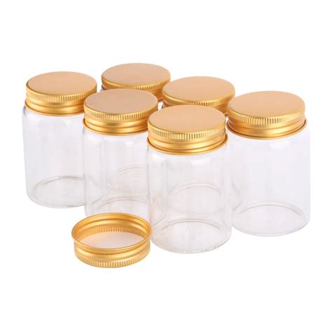 6 Stuks 80Ml 47 70Mm Glazen Flessen Met Gouden Aluminium Caps Pil