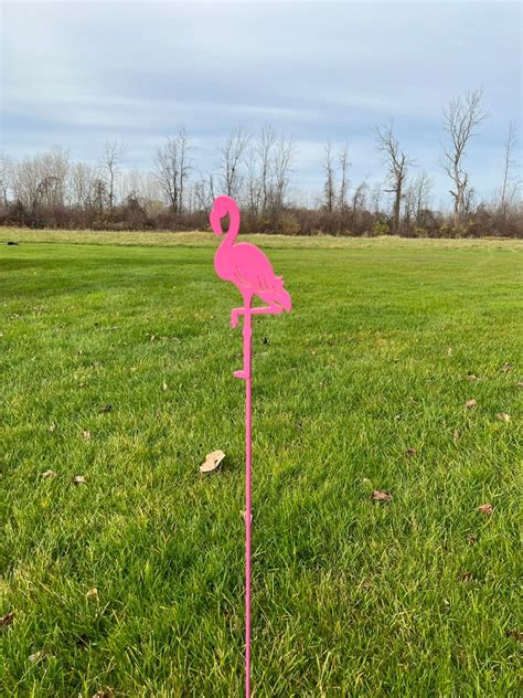 Metal Pink Flamingo Lawn Stake Steel Lawn Ornament Garden Etsy