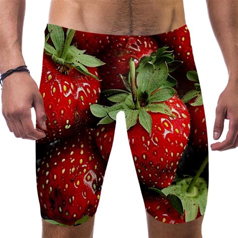 Swim Jammers For Men Mens Swim Jammers Red Fruit Strawberry Pattern