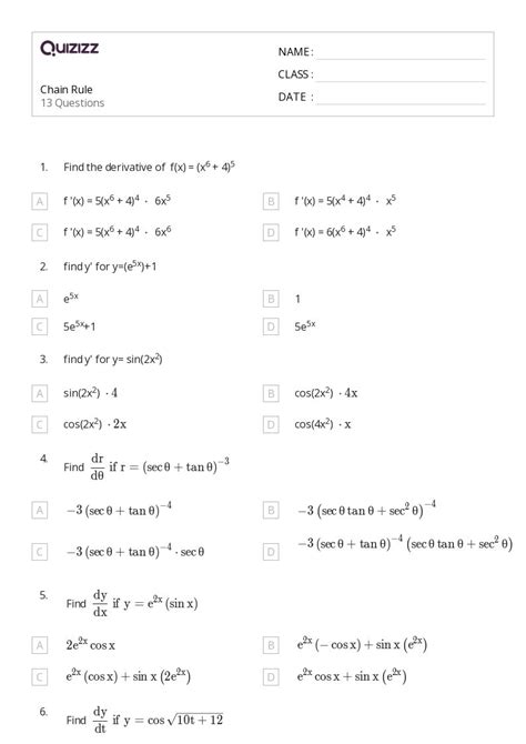 50 Chain Rule Worksheets On Quizizz Free And Printable