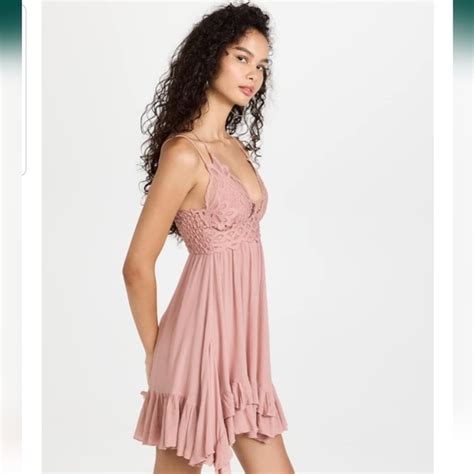 Free People Dresses Free People Adella Slip Dress Rose Pink Lace