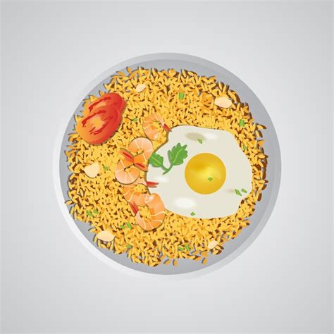 Premium Vector Seafood Fried Rice Or Nasi Goreng Seafood Editable Top