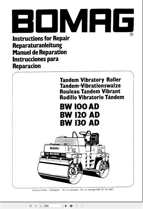 Bomag Machinery Bw Ad Instructions For Repair En De Fr Es Auto