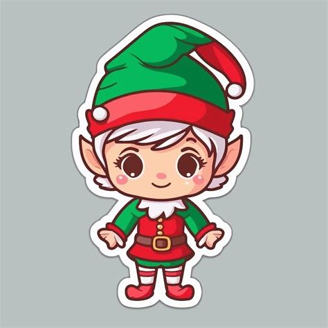 Premium Vector Christmas Elf Cartoon Sticker Xmas Santa Elf Stickers