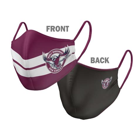 Nrl Manly Sea Eagles Face Mask 2 Sizes Adult Or Kids Reversible