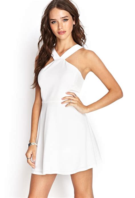 White Halter Skater Dress Forever 21 19 80 Cute Dresses Pretty