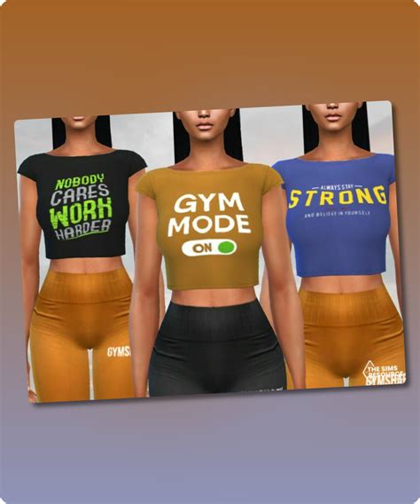 Printed Gym Cropped Tops By Saliwa Sims 4 Clothing Cc In 2024 Sims 4 Clothing Gym Crop Top