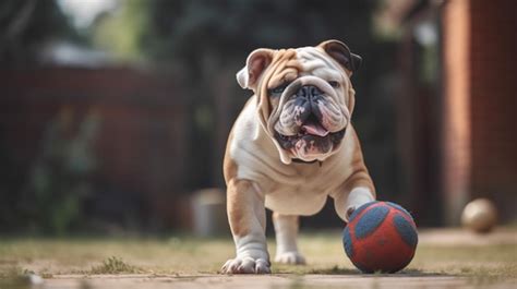 Premium AI Image | A bulldog playing with a ball