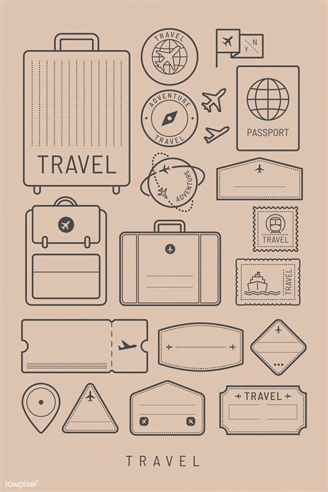 Download Premium Vector Of Travel Stickers And Badge Set Vector 1229250 Travel Stickers