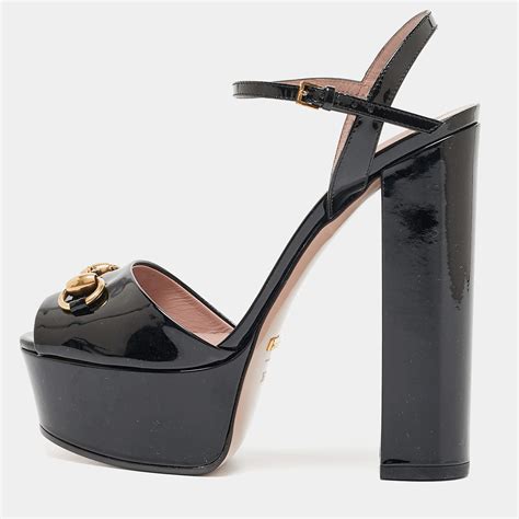 Gucci Black Patent Claudie Ankle Strap Sandals Size 36 5 Gucci The