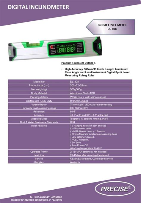 Precise DIGITAL LEVEL METER 300MM, Model Name/Number: DINCL-808 at Rs ...