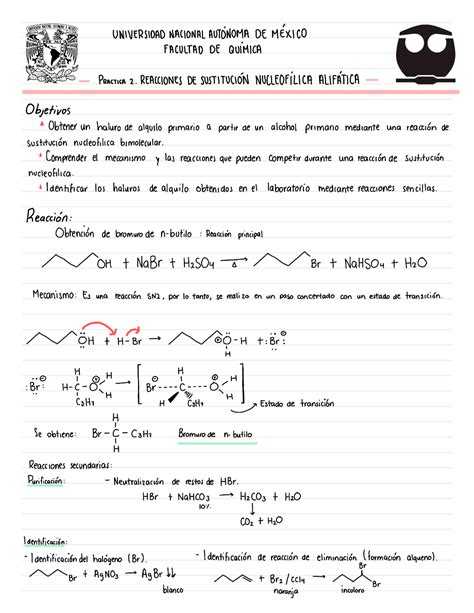 Informe P Reacciones De Sustituci N Nucleof Lica Alif Tica Qu Mica