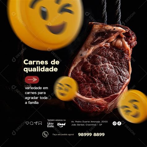 Carnes de Qualidade Açougue Social Media PSD Editável download