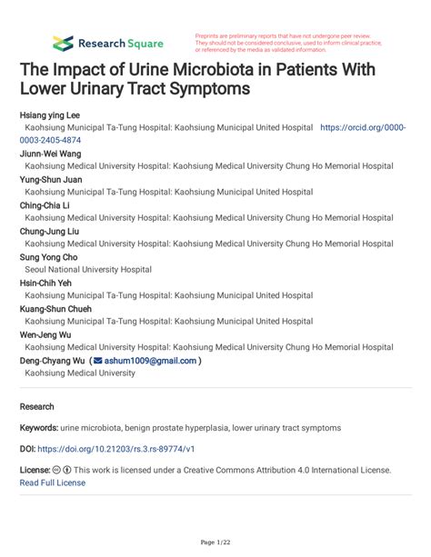 PDF The Impact Of Urine Microbiota In Patients With Lower Urinary