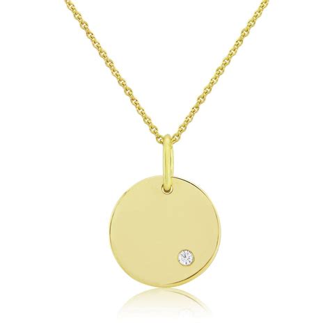 9ct Solid Gold Disc With One Diamond Detail Jewellery From Adams Jewellers Limited Uk