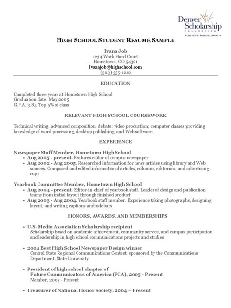 2025 High School Student Resume Template Fillable Printable Pdf