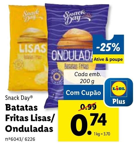 Promoção Snack Day Batatas Fritas Lisas Onduladas 200g em Lidl