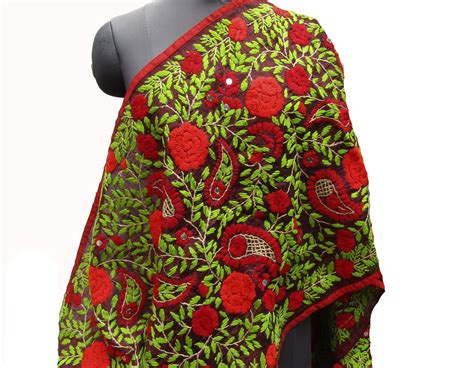 Phulkari Scarf Stole Phulkari Dupatta Chanderi Scarf Etsy