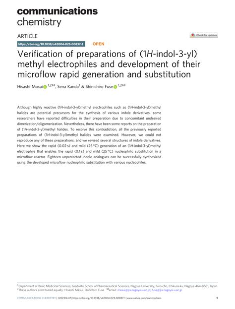 Pdf Verification Of Preparations Of H Indol Yl Methyl